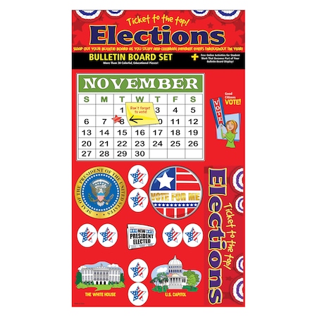 Gallopade Ticket to the Top - Presidential Elections Bulletin Board Set BBBELEBUL